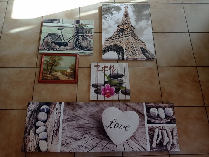 Lot de 5 cadres (Zen, Tour Eiffel, Vélo...)