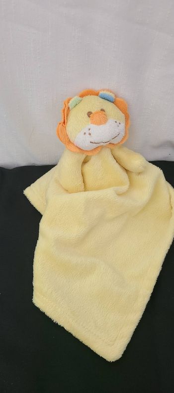 Doudou plat  lion jaune orange King bear