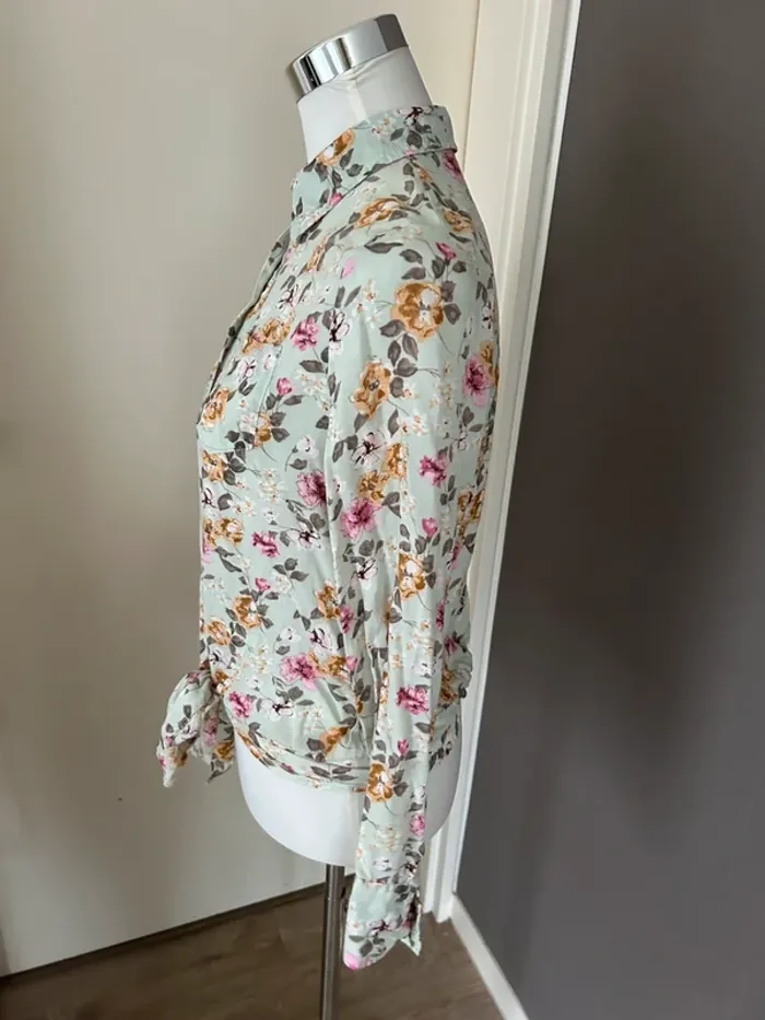 Suncoo top, blouse, chemise à Nouer, vert imprimé floral - photo numéro 3