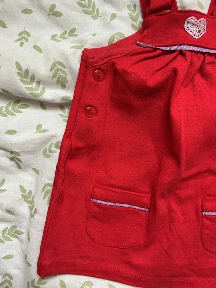 robe salopette rouge pommette 6 mois - photo numéro 5