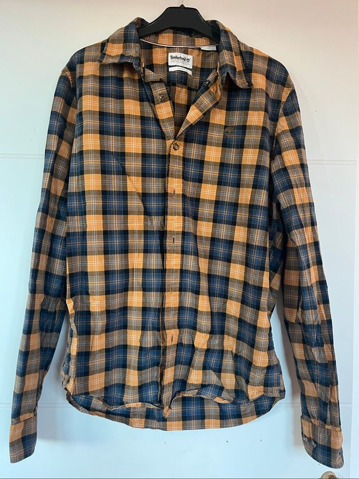 Chemise Timberland à carreaux bleu jaune