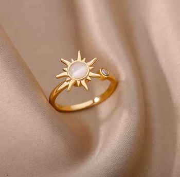 Bague dorée anti stress réglable en acier inoxydable