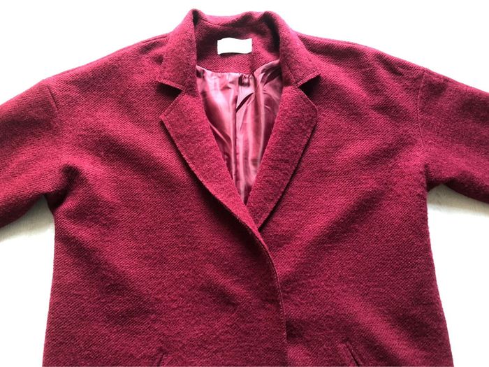 AN68- Manteau long bordeaux laine/polyester T 48 porté 7-8 fois - photo numéro 5