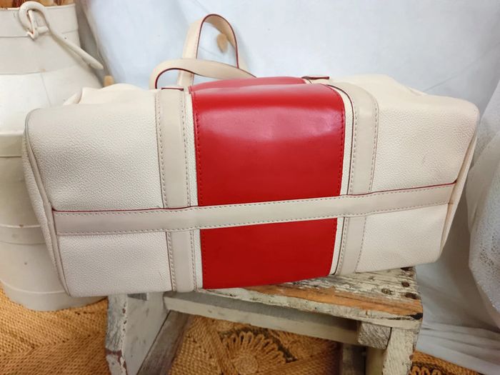 Max Mara | Sac à main cuir rouge et crème - photo numéro 6