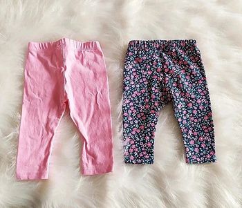 Lot de 2 leggings bébé fille 3 mois liberty violet petites fleurs + uni rose