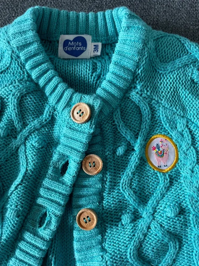 Gilet turquoise lama - 3 mois NEUF - photo numéro 2