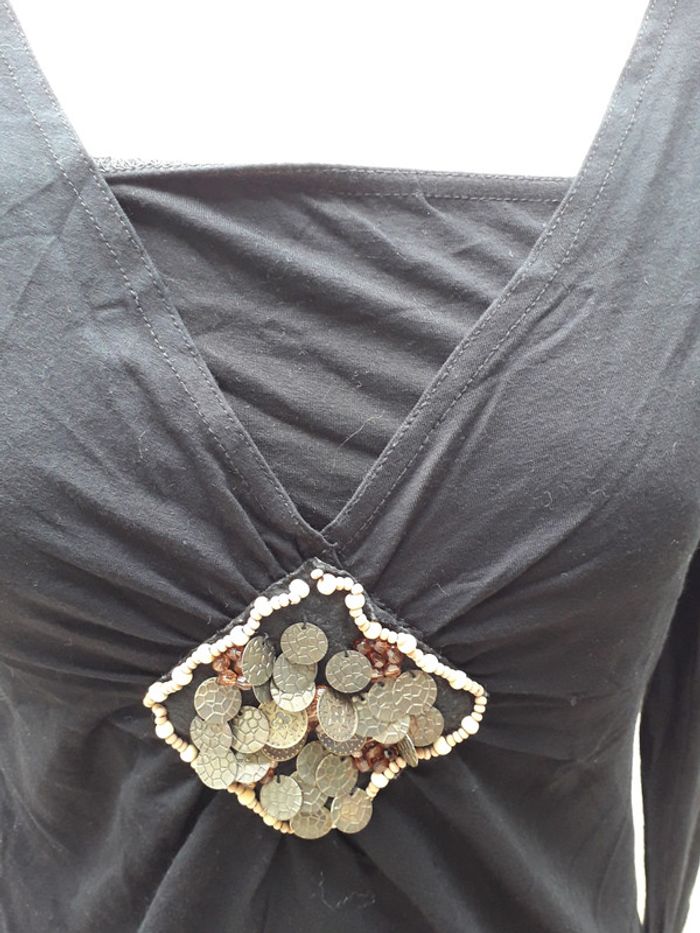 Tee-shirt manches longues - Piécettes et perles - photo numéro 2