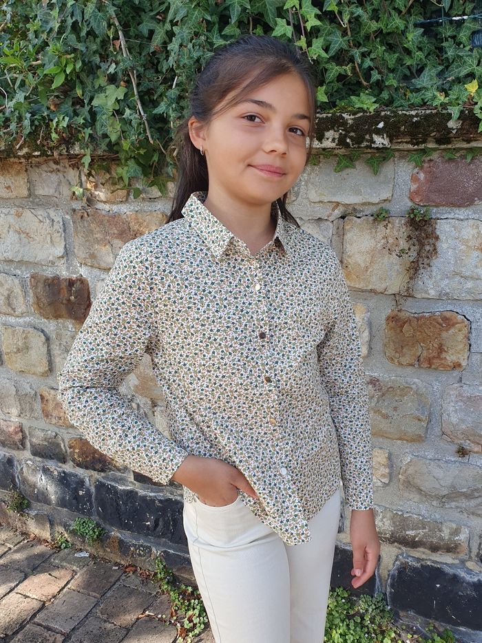 Chemise fleurie Lille beige Taille 8 ans