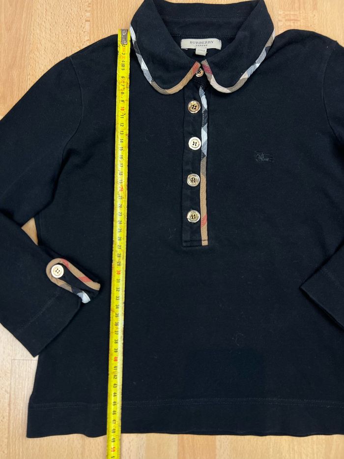 Top, t-shirt Burberry Polo manche longue pour femme Noir logo brodé - Taille XS - photo numéro 10