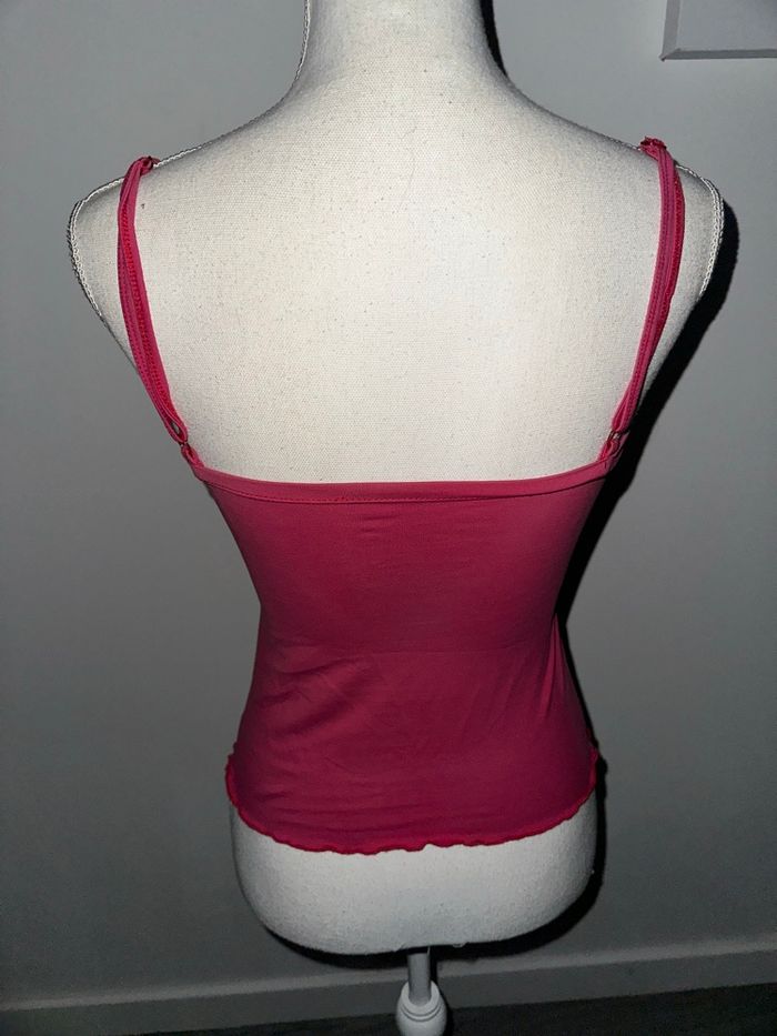 Débardeur rose orange dentelle Y2K Vintage T38 M - photo numéro 5