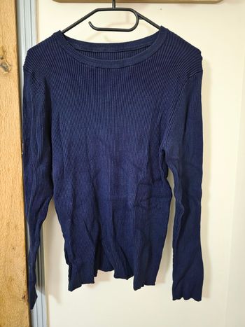 Pull col rond marine