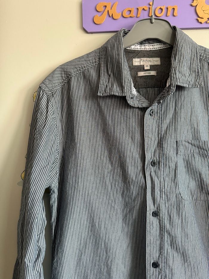 Chemise à rayures grise et blanche, taille M, marque Jules - photo numéro 2