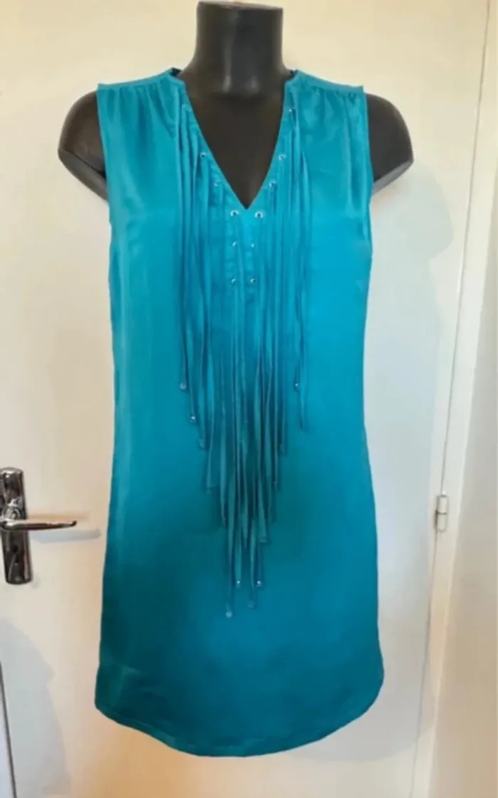 Robe Morgan à franges bleue taille S - photo numéro 2