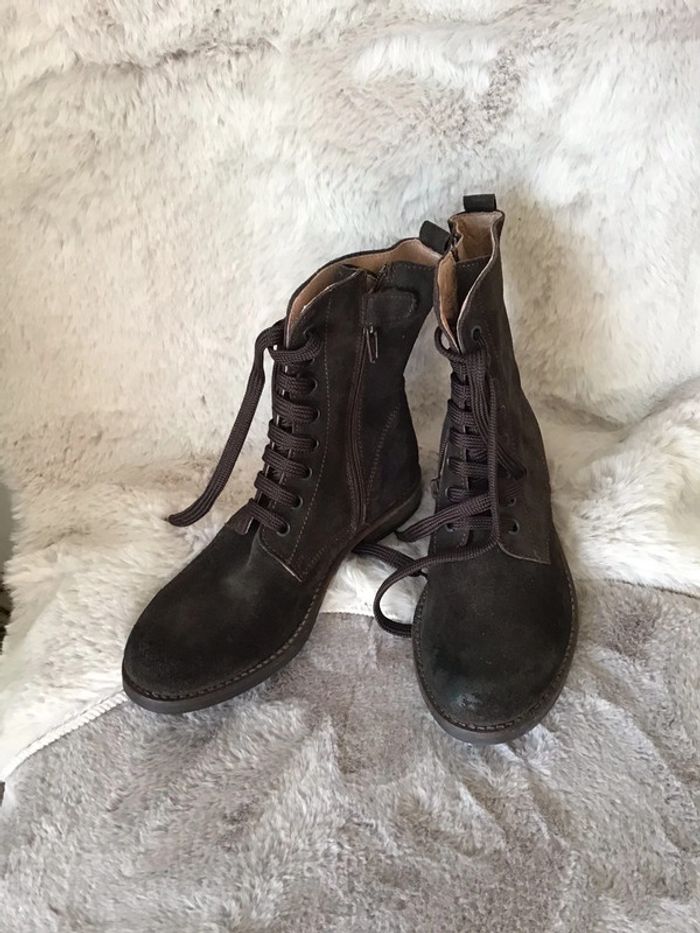 Bottine en cuir marron mixte taille 32 marque Bi Key (0124)