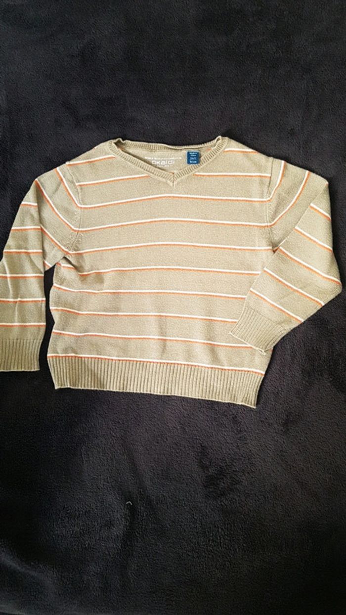 Pull leger okaidi 3 ans marron clair orange et beige - photo numéro 3