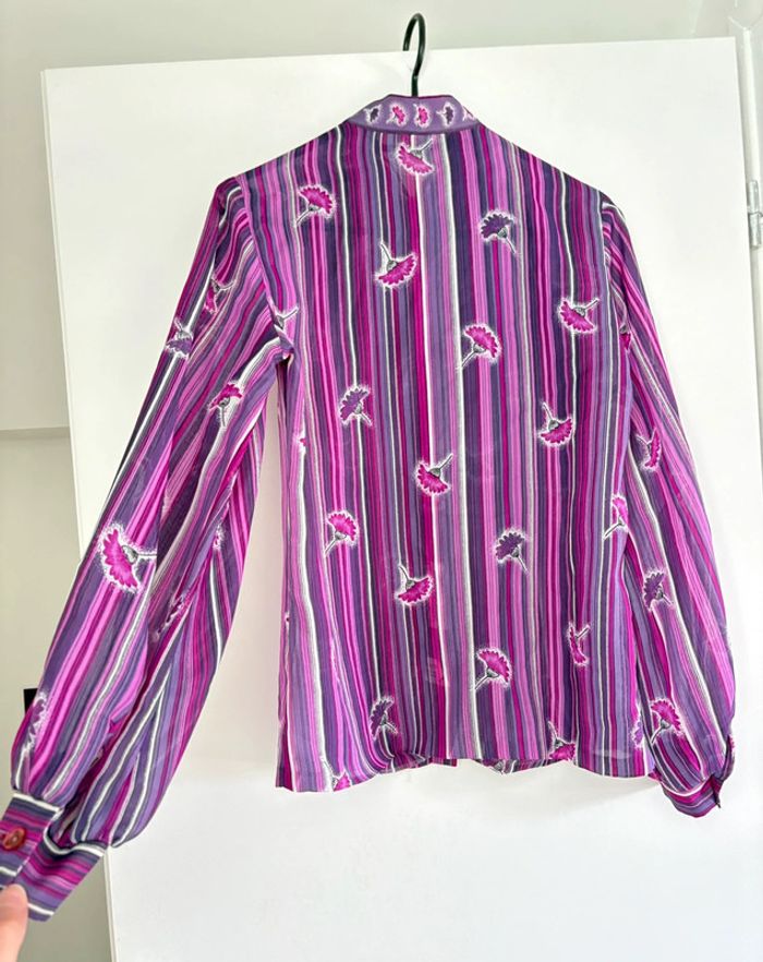 Chemisier vintage fleuri mauve violet t38 - photo numéro 4