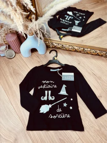 Taille 3 ans teeshirt à manches longues fille Halloween * sorcière * 🧙