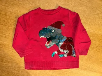 Sweat dinosaure sequins Noël 4 ans