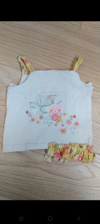 Debardeur jaune blanc été 6 mois