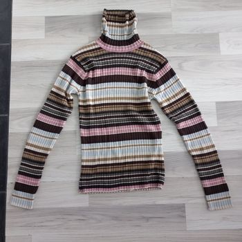 Pull femme à col roulé à rayures Pure & Simple taille M
