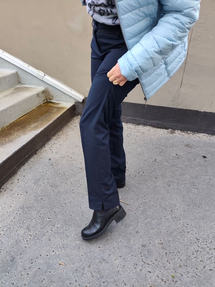 Pantalon camaïeu droit marine coton