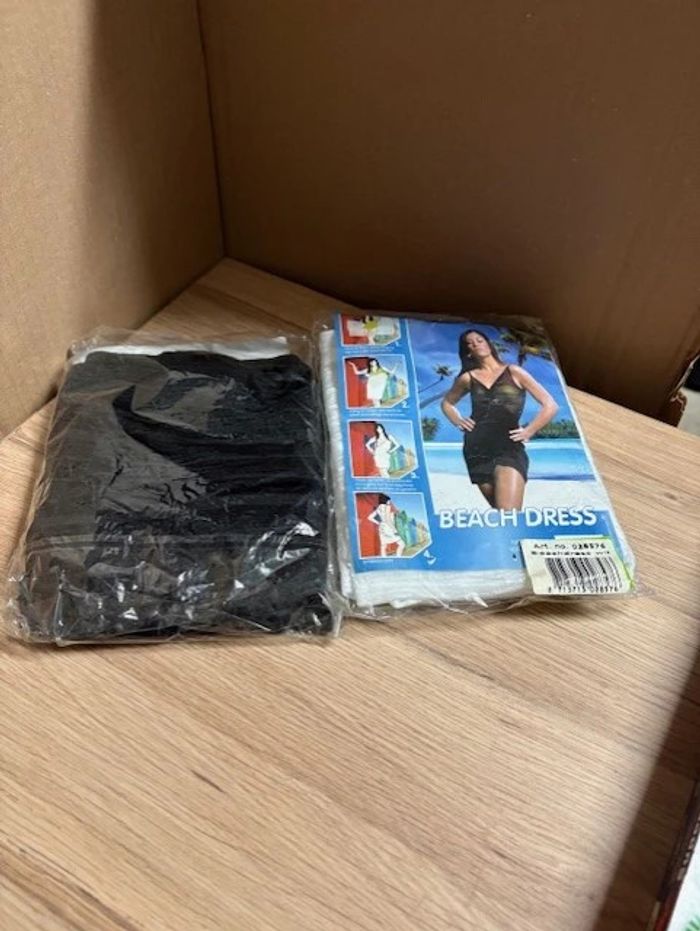 lot de 2 pareo robe de plage noire et blanc