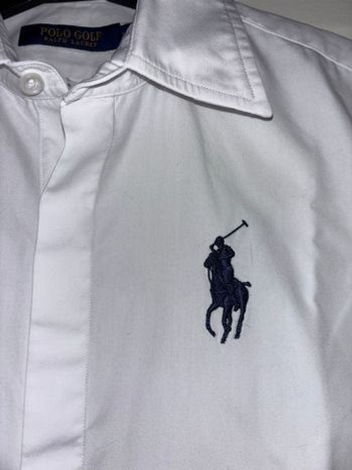 💙Chemise Neuve Polo Ralph Lauren Blanche Logo Bleu Marine - Taille S/36 - photo numéro 3