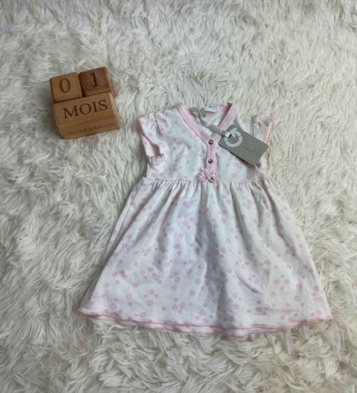 🌸 Robe rose à pois GYMP – Taille 1 mois