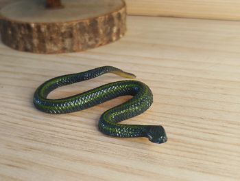 Figurine serpent vert animal de l'Amazonie