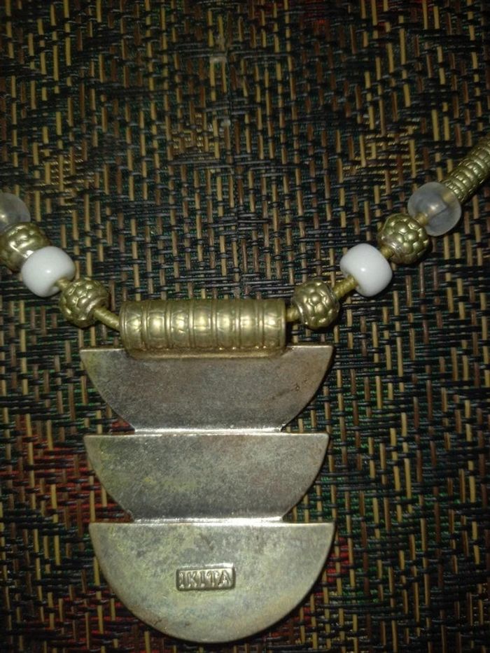 Collier marron brun beige ocre Ethnique - photo numéro 6