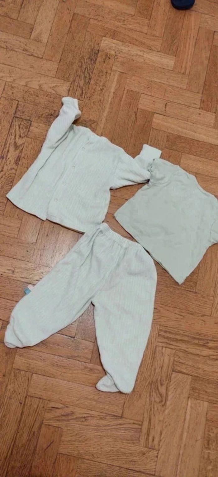 Ensemble pyjama velours vert pâle Mini Gang 12 mois - photo numéro 2