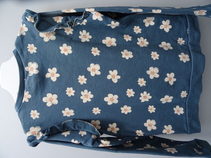Sweat-shirt bleu à fleurs-10 ans - photo numéro 3