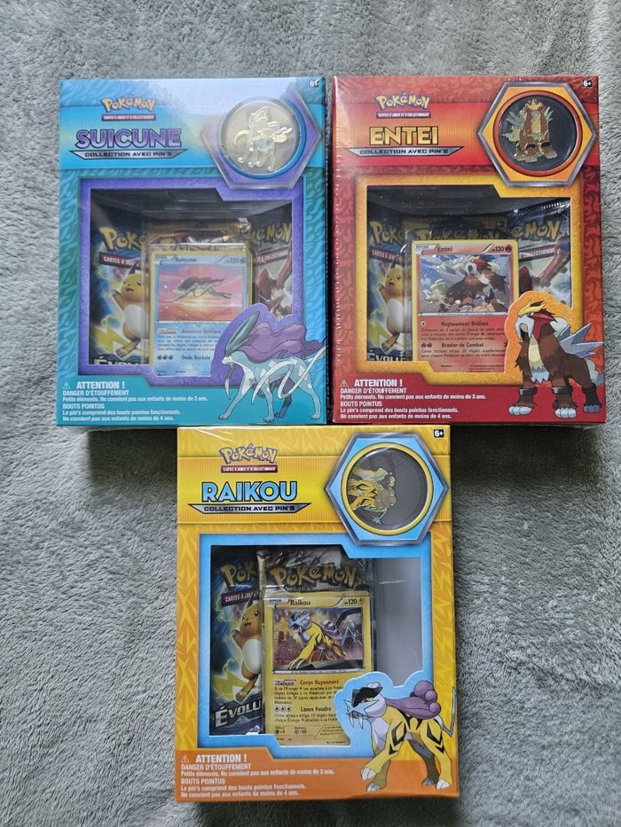 Trio Coffret Pin’s Pokémon Légendaire - Raikou Suicune Entei - Évolution XY FR