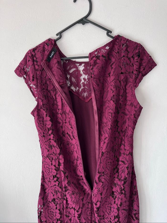 Robe d’été moulante bordeaux effet dentelle doublée - photo numéro 5