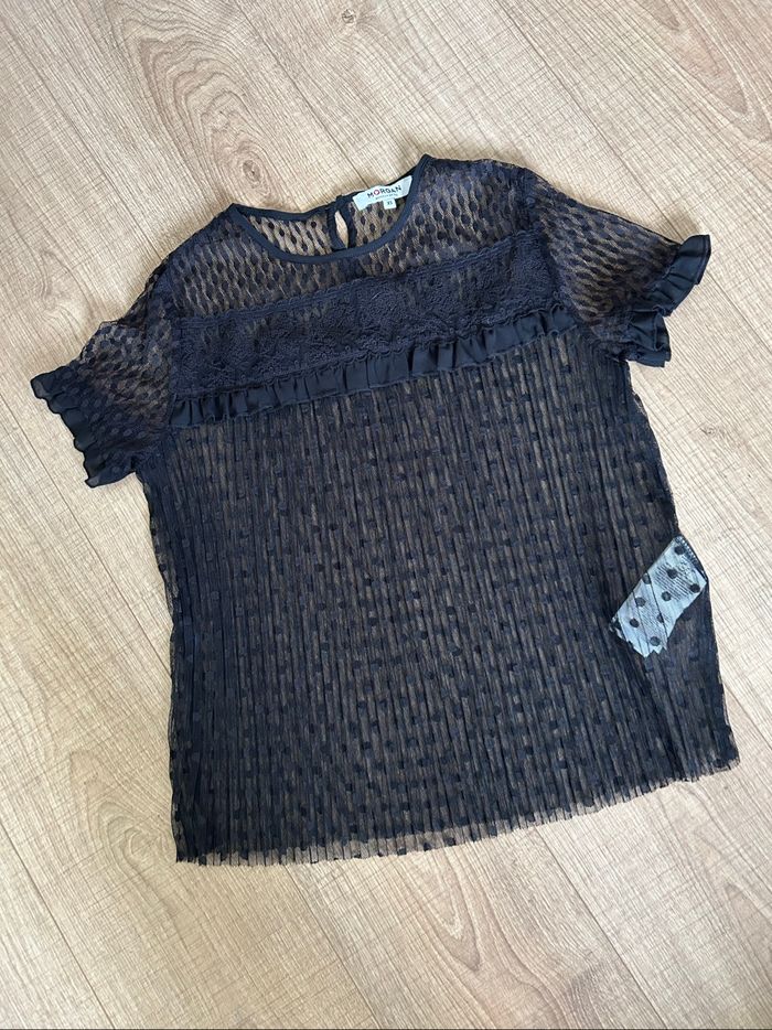Blouse noire transparente en plumetis Morgan taille XS jamais portée - photo numéro 7