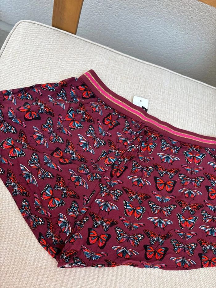 short de pyjama bordeaux à motifs papillons undiz taille 34/XS - photo numéro 4