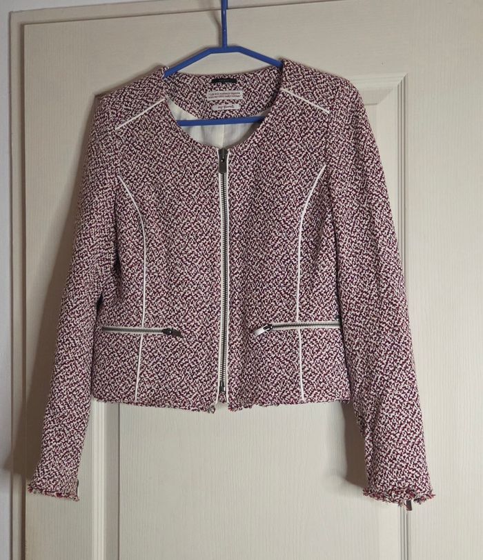 Veste IKKS femme 38 – style tweed chic & rock – zip argenté – comme neuve - photo numéro 6