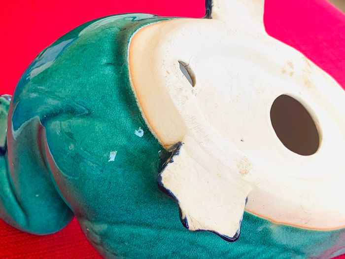 Statue canard vert en céramique craquelé brillante - photo numéro 5