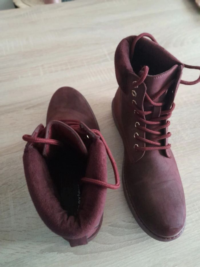 Bottines suédine prune/Bordeaux - photo numéro 3