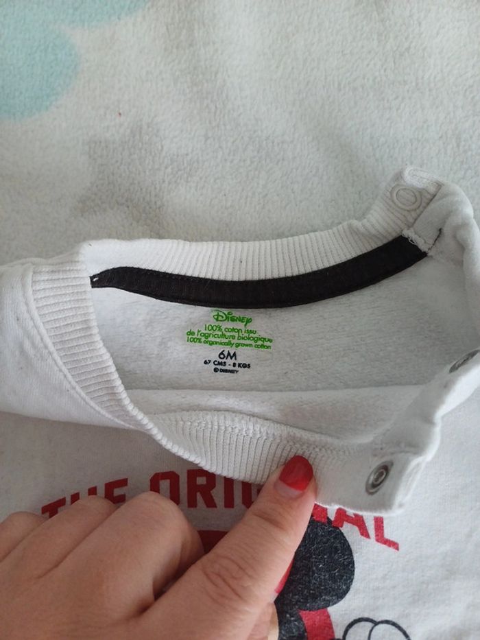 Sweat blanc Mickey 6 mois - photo numéro 2