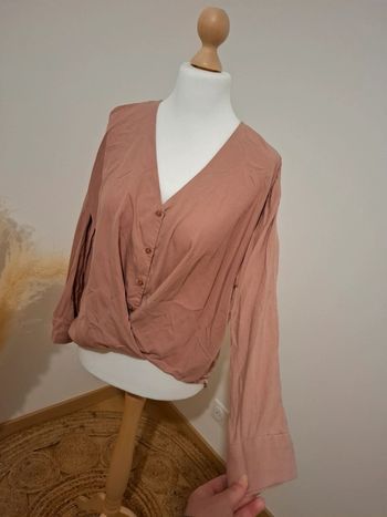 Chemise rose boutonnée Zara taille M 38