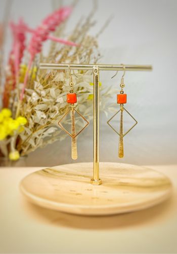 Boucles d’oreilles doré et orange