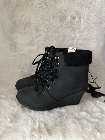 Bottines noires compensées 37 talons 8 cm