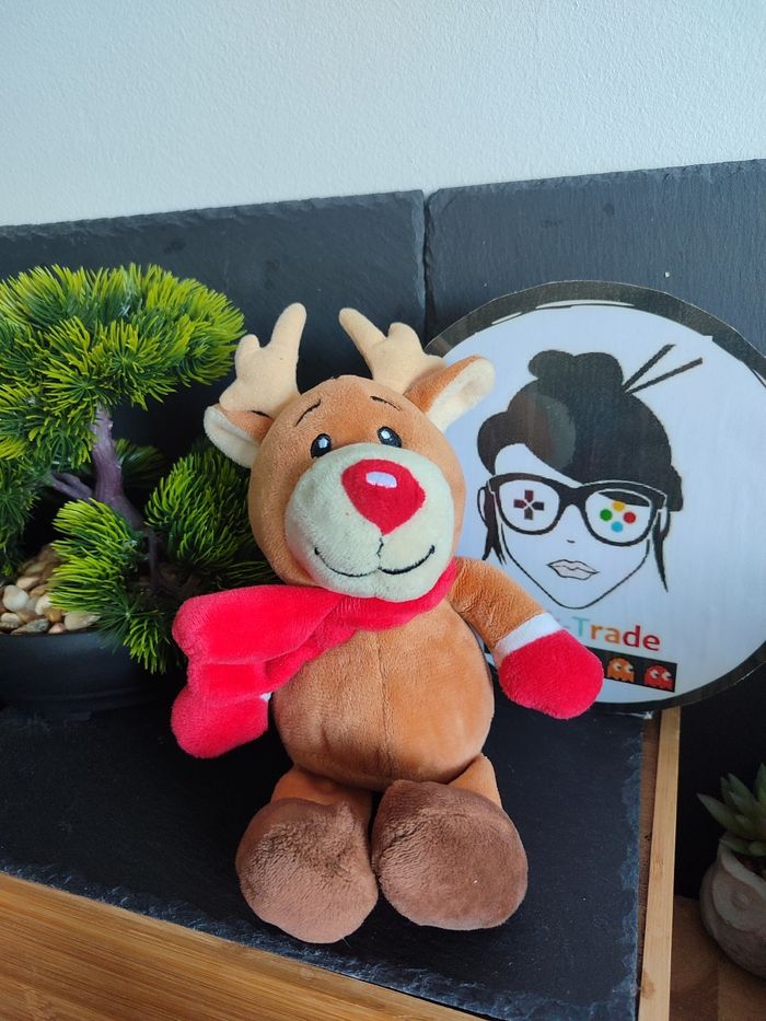 doudou peluche cerf renne noël marron rouge blanc bergland GmbH lidl  DD003369