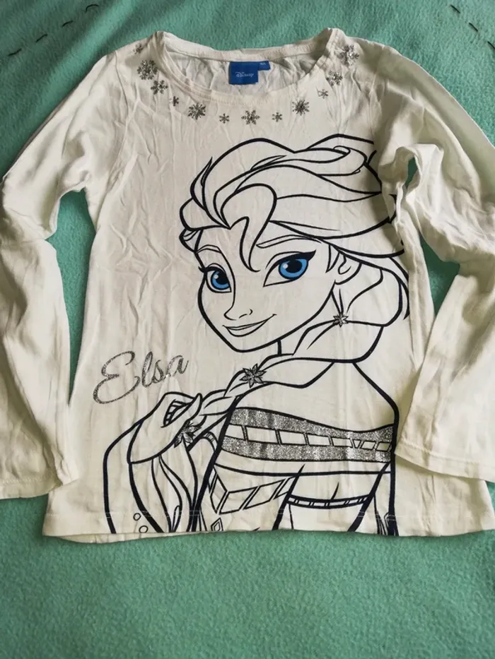 T-shirt manches longues imprimé Elsa, rei e des neiges