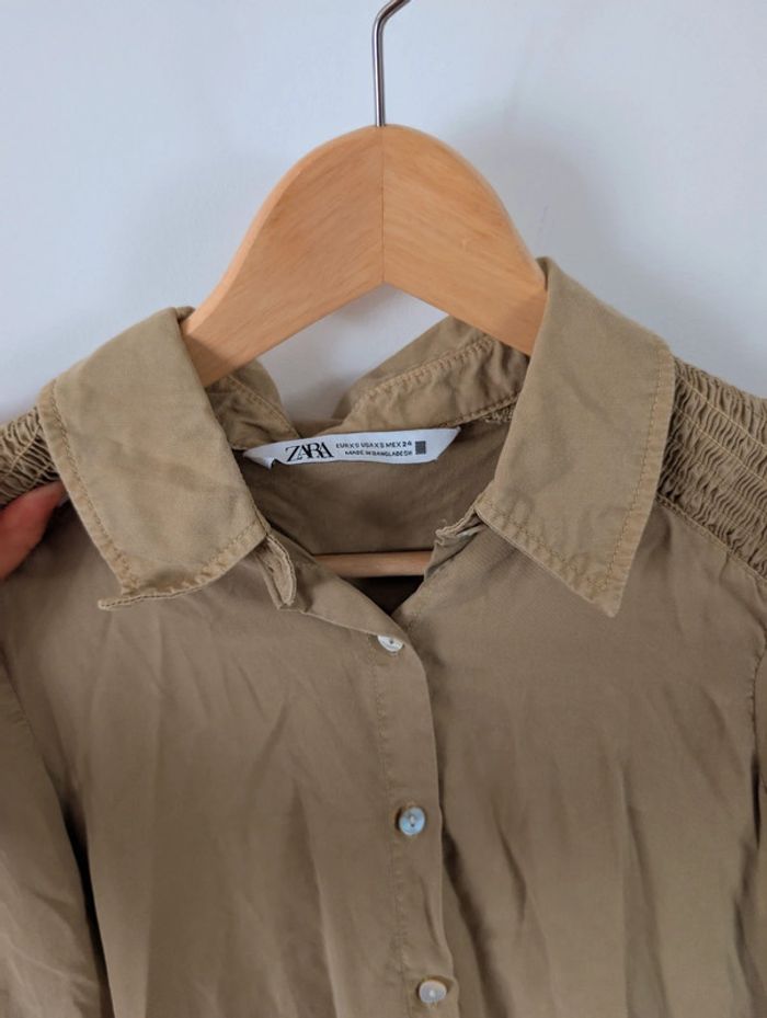 Robe trapèze babydoll kaki style moderne tendance Zara taille 34 - photo numéro 7