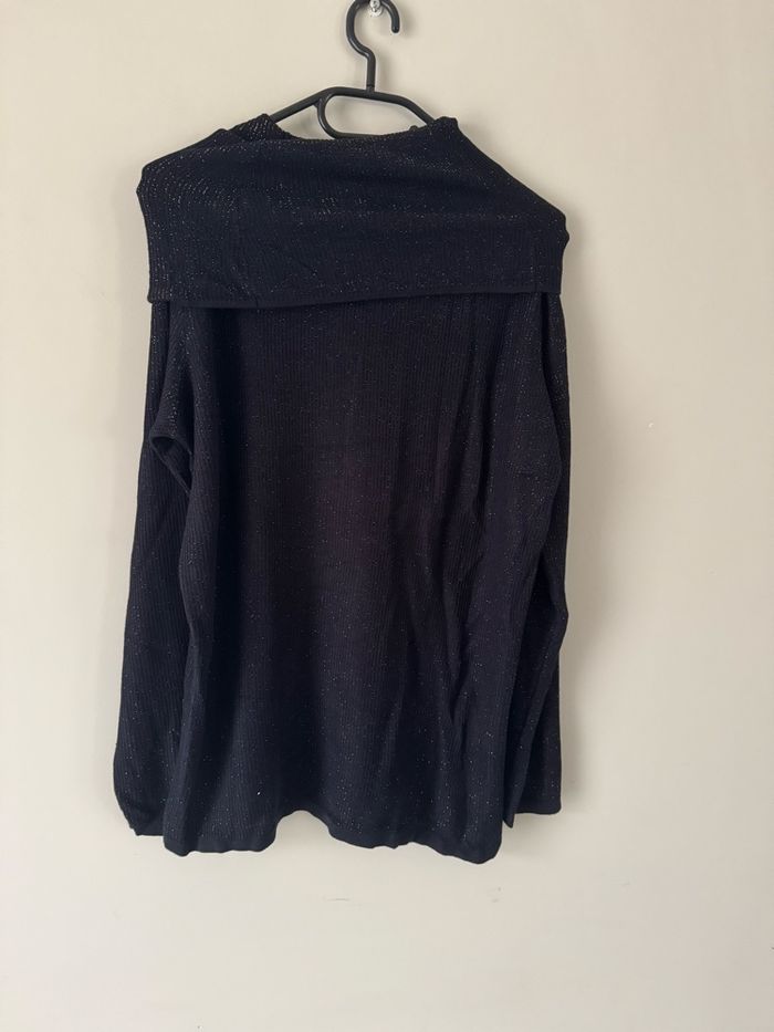 👚 pull à col roulé - paillette bleu foncé - femme - taille unique très bon état - photo numéro 5