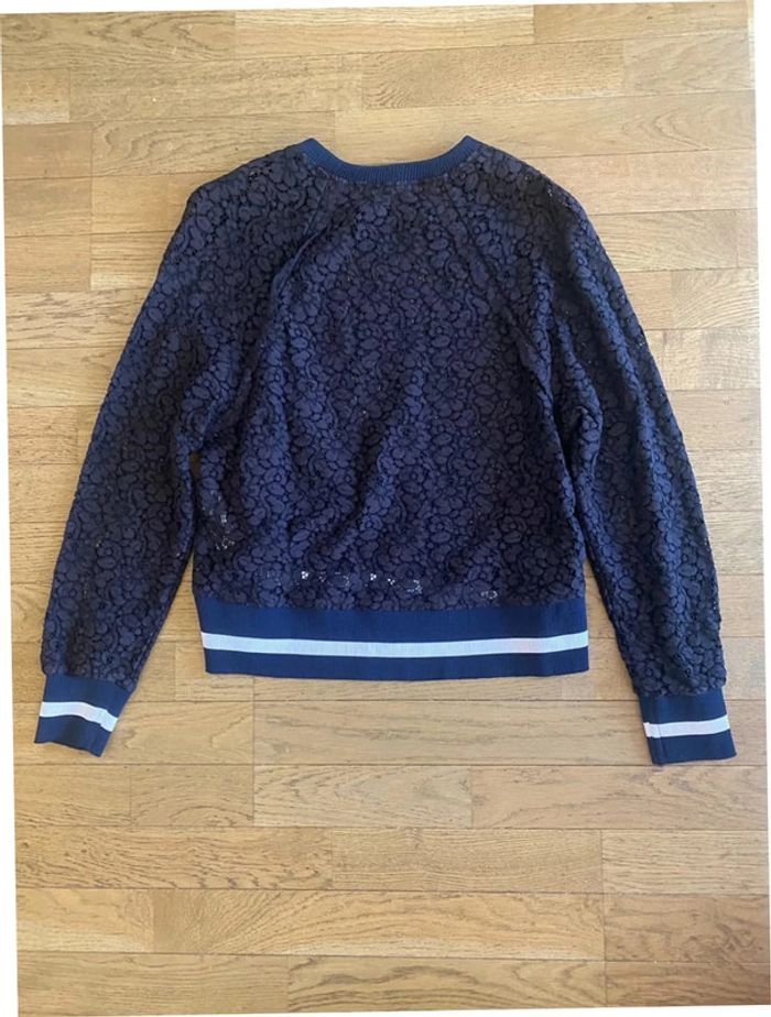 Sweat en dentelle bleu marine Zara taille L - photo numéro 6
