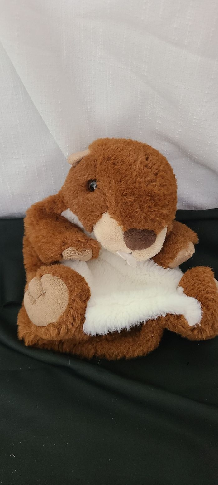 Marionnette Marmotte Castor Marron Blanc CREATIONS DANI - photo numéro 2