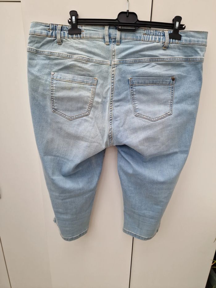 Pantalon 7/8 Pantacourt En Jeans Bleu Clair Délavé - photo numéro 5